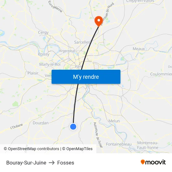 Bouray-Sur-Juine to Fosses map