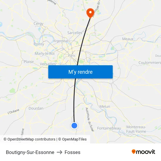 Boutigny-Sur-Essonne to Fosses map