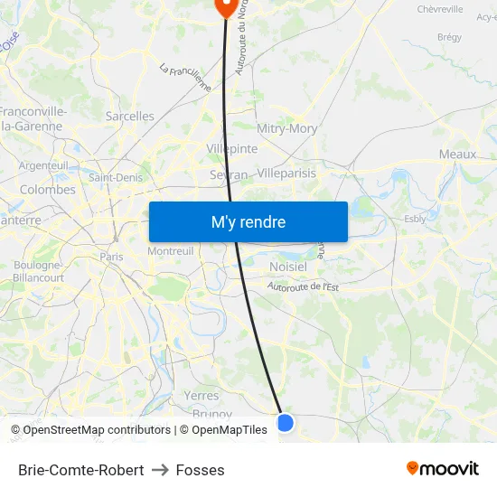 Brie-Comte-Robert to Fosses map