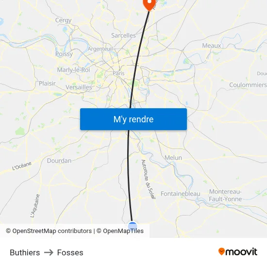 Buthiers to Fosses map