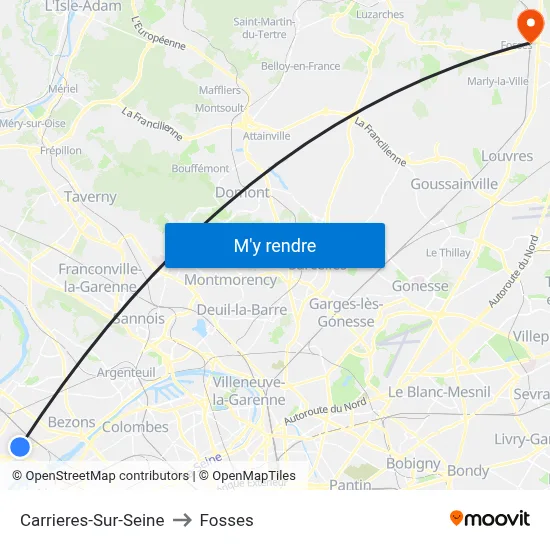 Carrieres-Sur-Seine to Fosses map