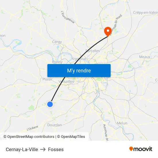 Cernay-La-Ville to Fosses map