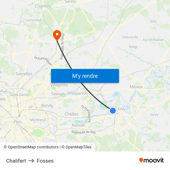 Chalifert to Fosses map