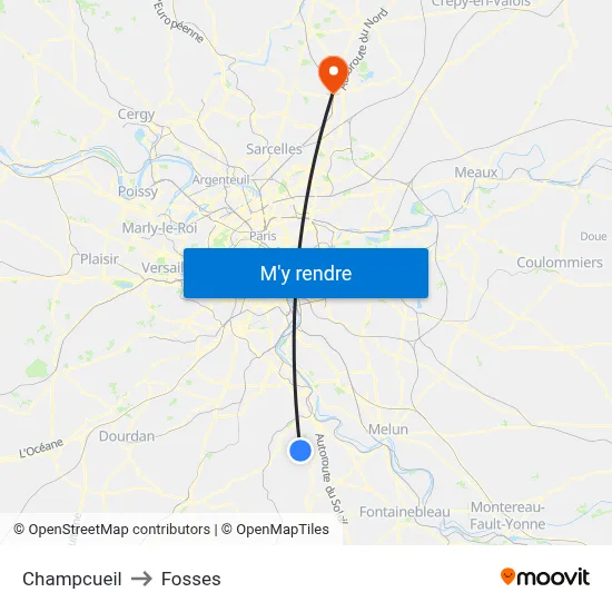Champcueil to Fosses map