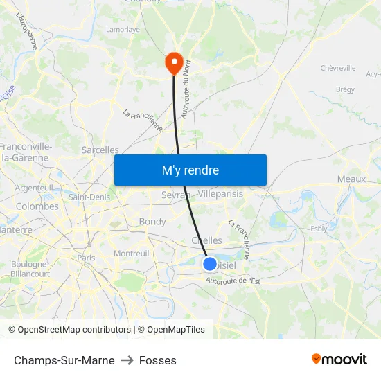 Champs-Sur-Marne to Fosses map
