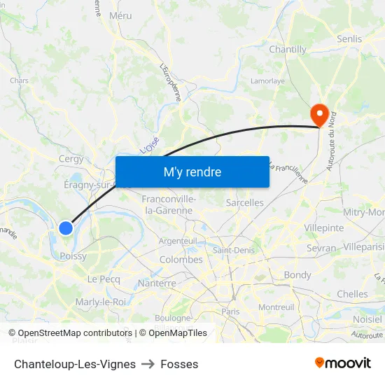 Chanteloup-Les-Vignes to Fosses map