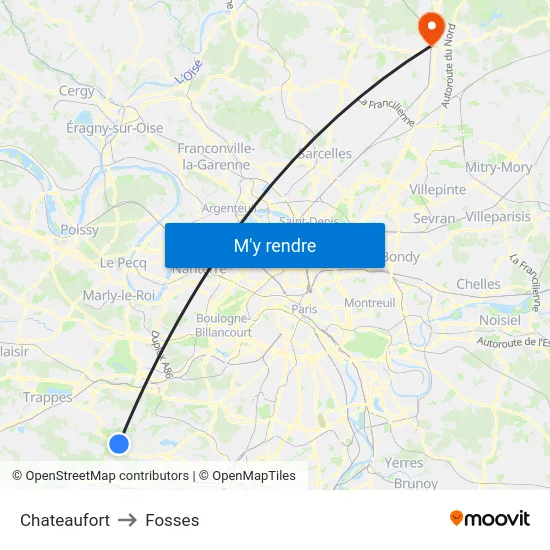 Chateaufort to Fosses map