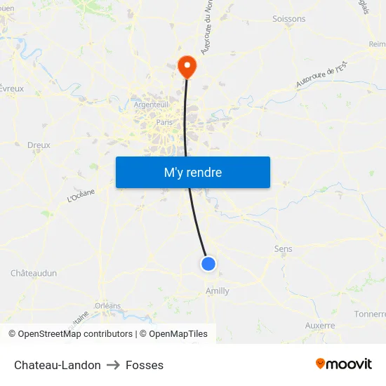 Chateau-Landon to Fosses map