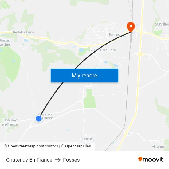 Chatenay-En-France to Fosses map