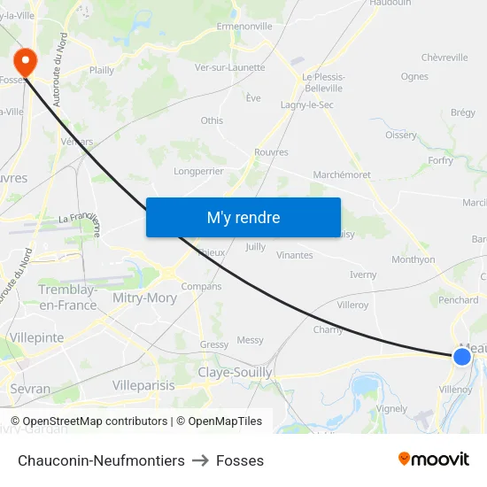 Chauconin-Neufmontiers to Fosses map