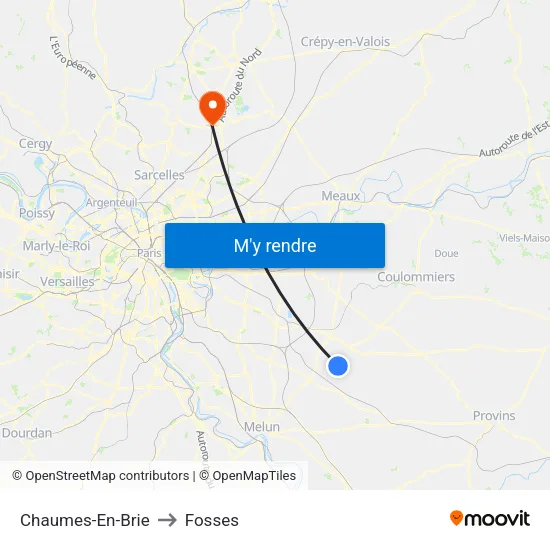 Chaumes-En-Brie to Fosses map