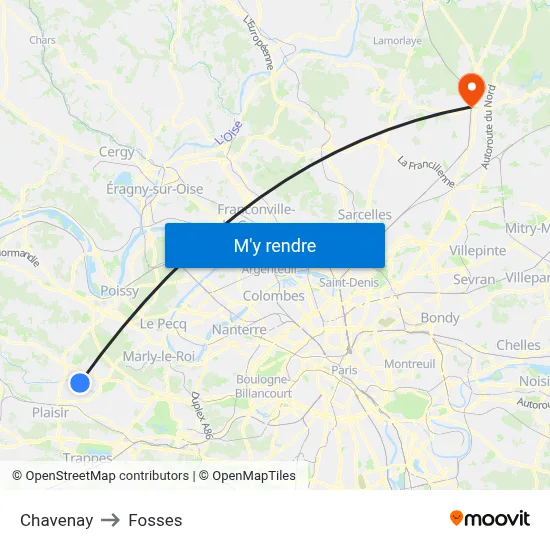 Chavenay to Fosses map