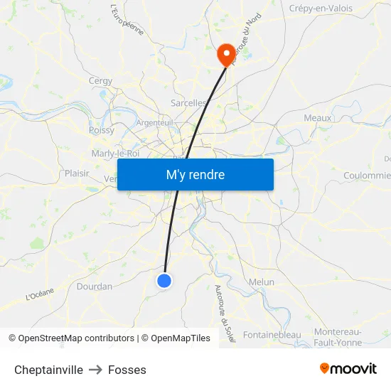 Cheptainville to Fosses map