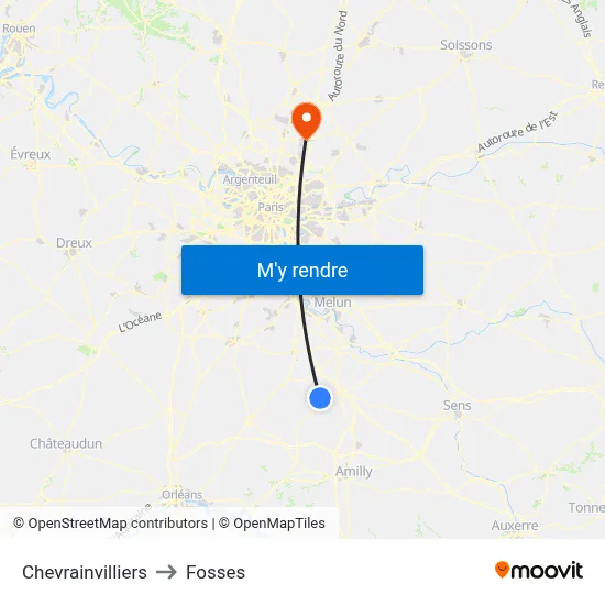 Chevrainvilliers to Fosses map