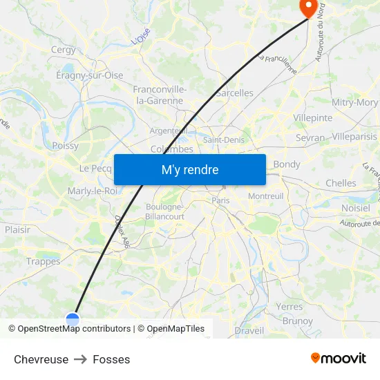 Chevreuse to Fosses map