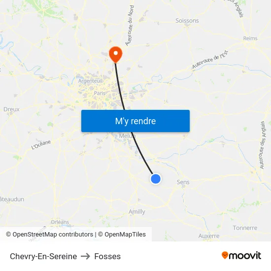 Chevry-En-Sereine to Fosses map