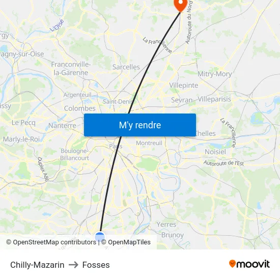 Chilly-Mazarin to Fosses map