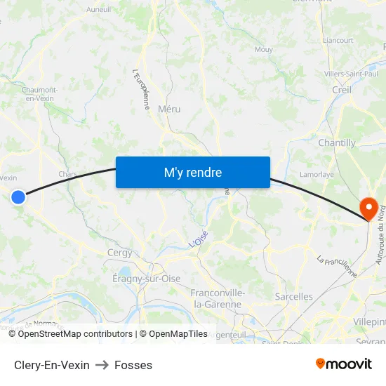 Clery-En-Vexin to Fosses map