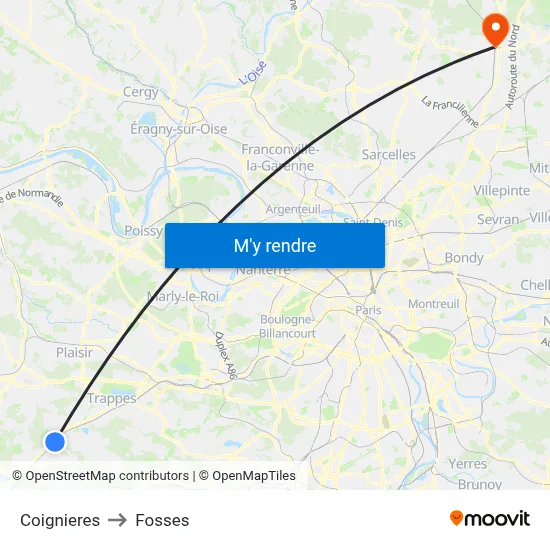 Coignieres to Fosses map