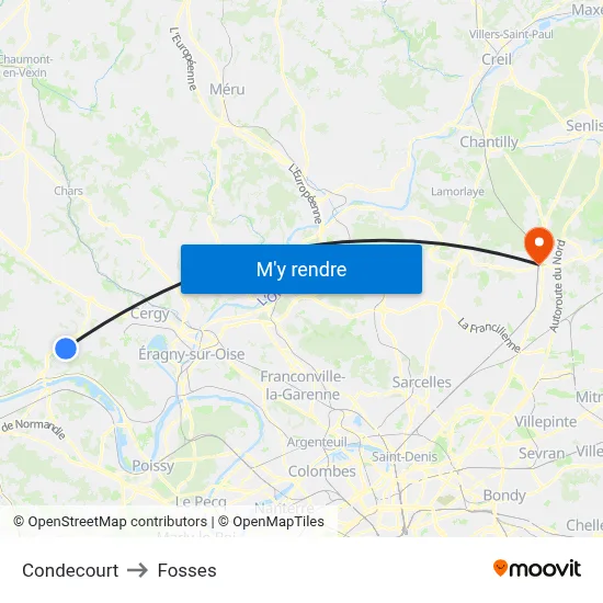 Condecourt to Fosses map