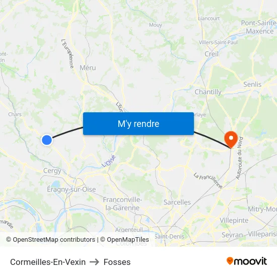 Cormeilles-En-Vexin to Fosses map