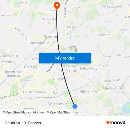 Coubron to Fosses map