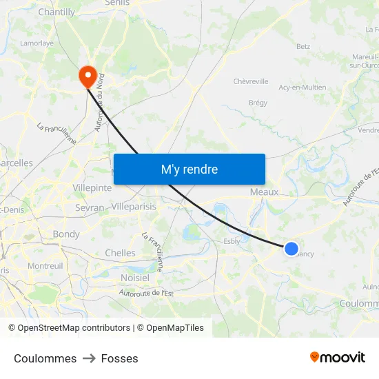 Coulommes to Fosses map
