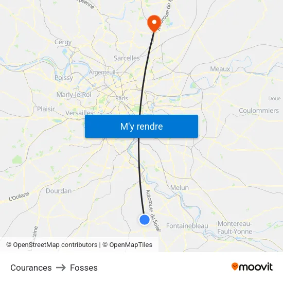 Courances to Fosses map