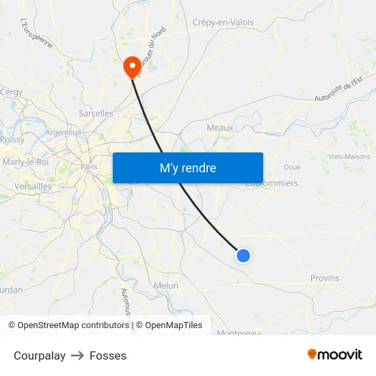 Courpalay to Fosses map