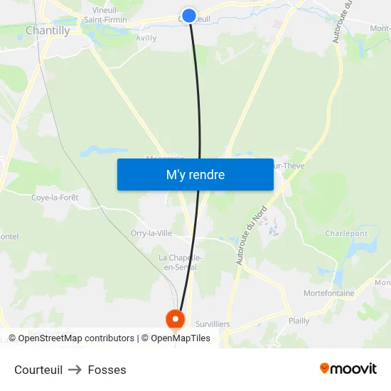 Courteuil to Fosses map