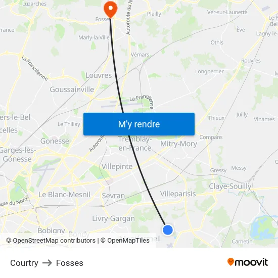Courtry to Fosses map