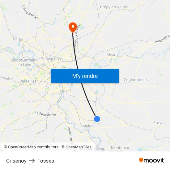 Crisenoy to Fosses map