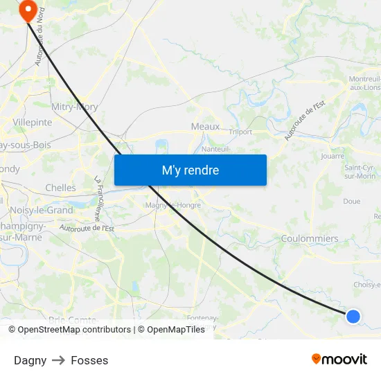 Dagny to Fosses map