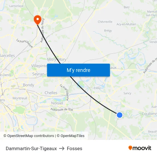 Dammartin-Sur-Tigeaux to Fosses map