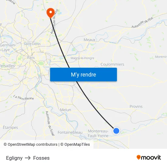 Egligny to Fosses map
