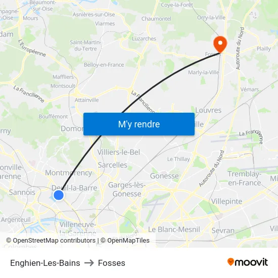 Enghien-Les-Bains to Fosses map