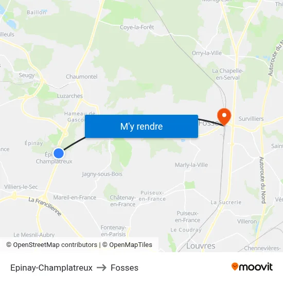 Epinay-Champlatreux to Fosses map