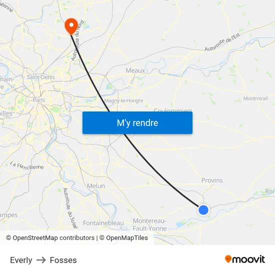 Everly to Fosses map