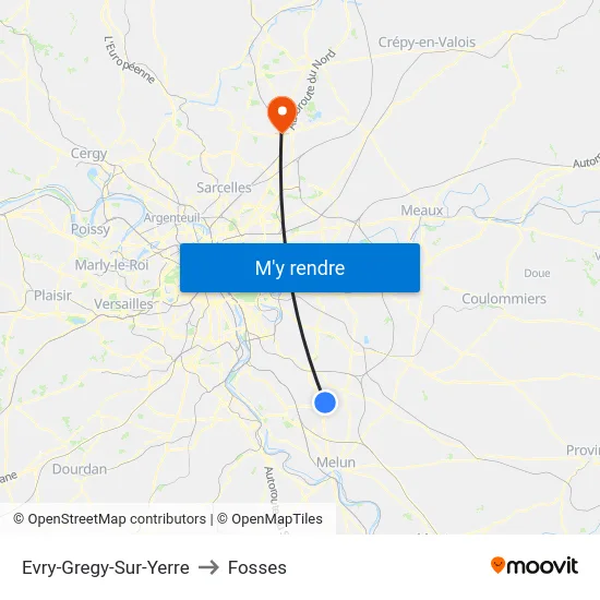 Evry-Gregy-Sur-Yerre to Fosses map