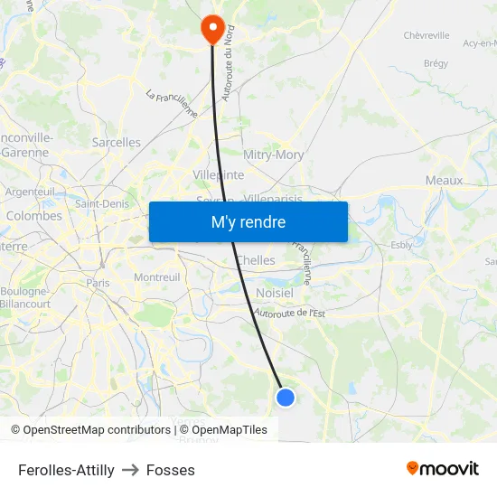 Ferolles-Attilly to Fosses map