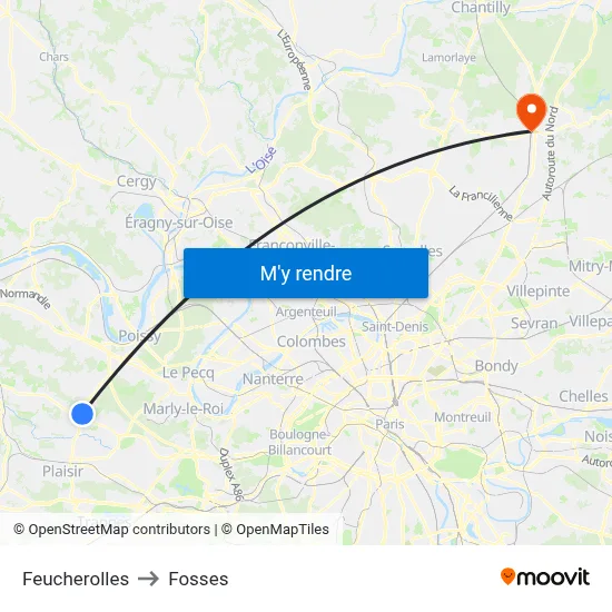 Feucherolles to Fosses map