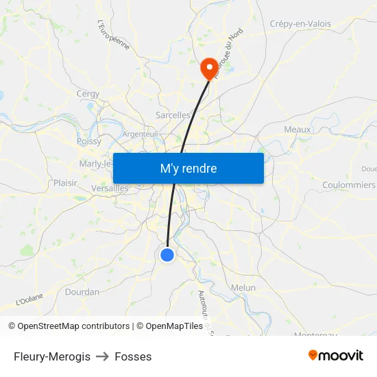 Fleury-Merogis to Fosses map