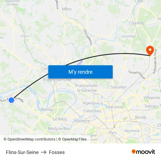 Flins-Sur-Seine to Fosses map