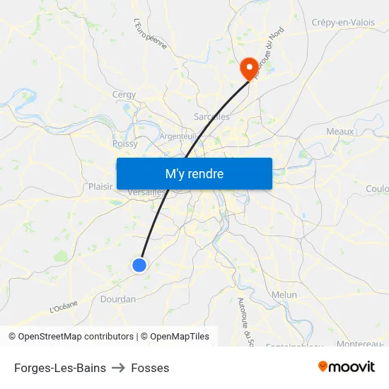 Forges-Les-Bains to Fosses map