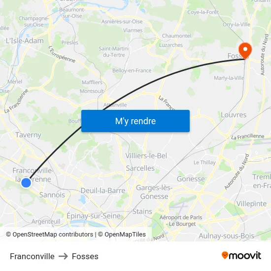 Franconville to Fosses map