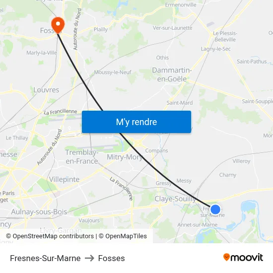 Fresnes-Sur-Marne to Fosses map