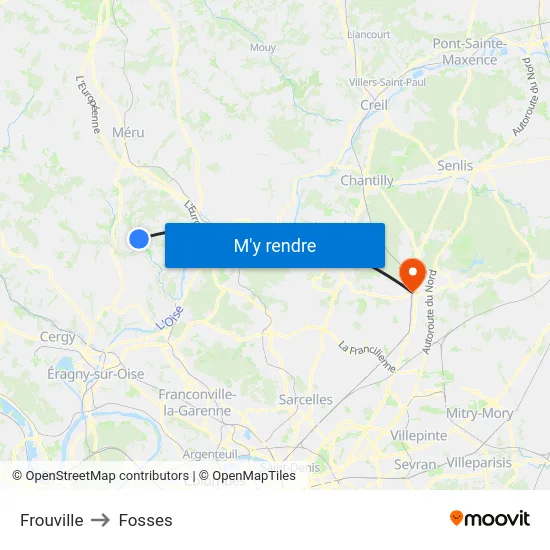 Frouville to Fosses map