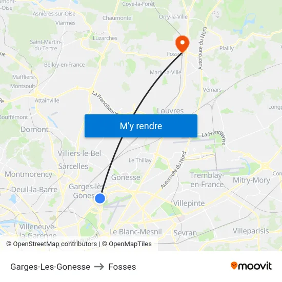 Garges-Les-Gonesse to Fosses map