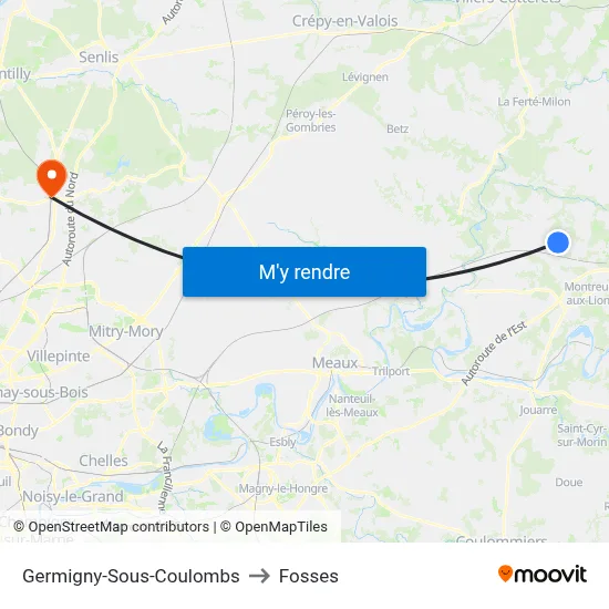 Germigny-Sous-Coulombs to Fosses map
