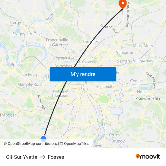Gif-Sur-Yvette to Fosses map
